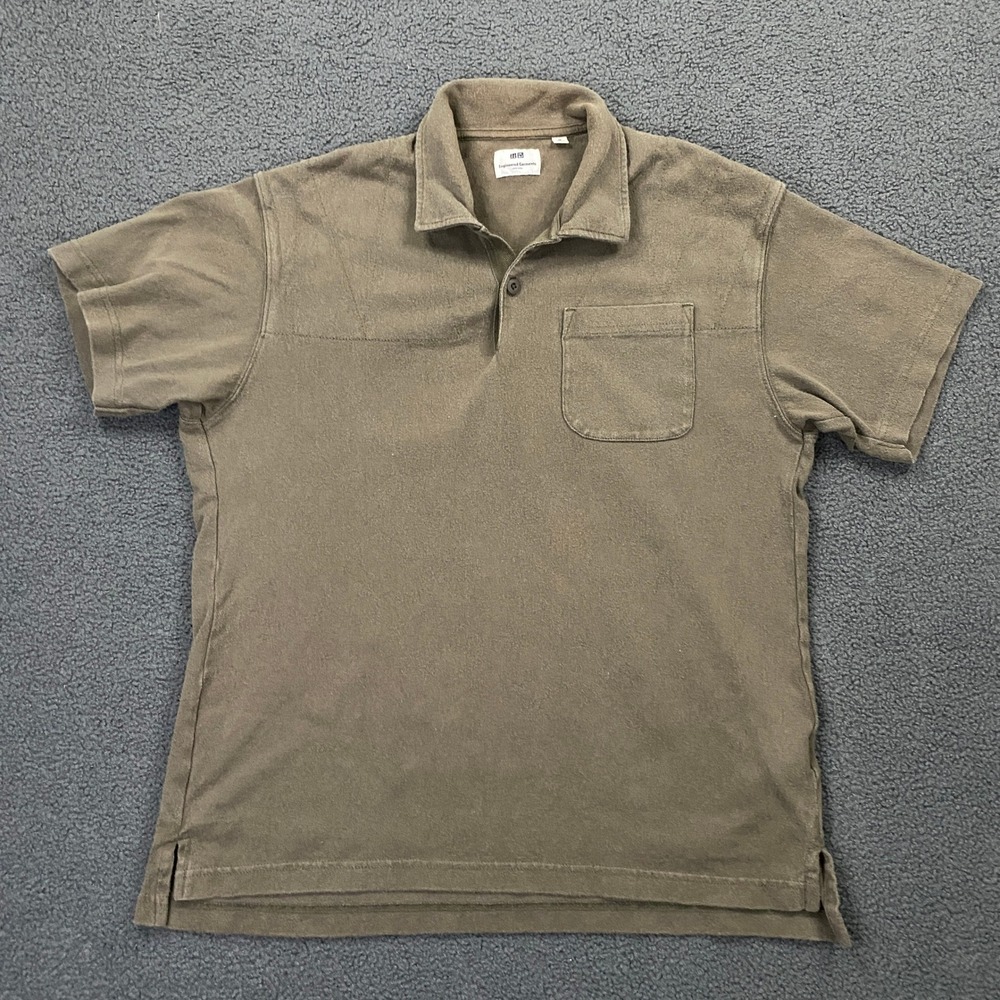 Engineered Garments x Uniqlo Polo Rugby Shirt Mens Medium Olive Green Cotton SS